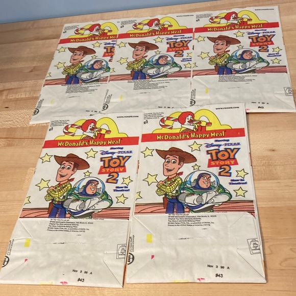 McDonalds Other Mcdonalds Happy Meal Bags Unused Lot Of 5 Toy Story